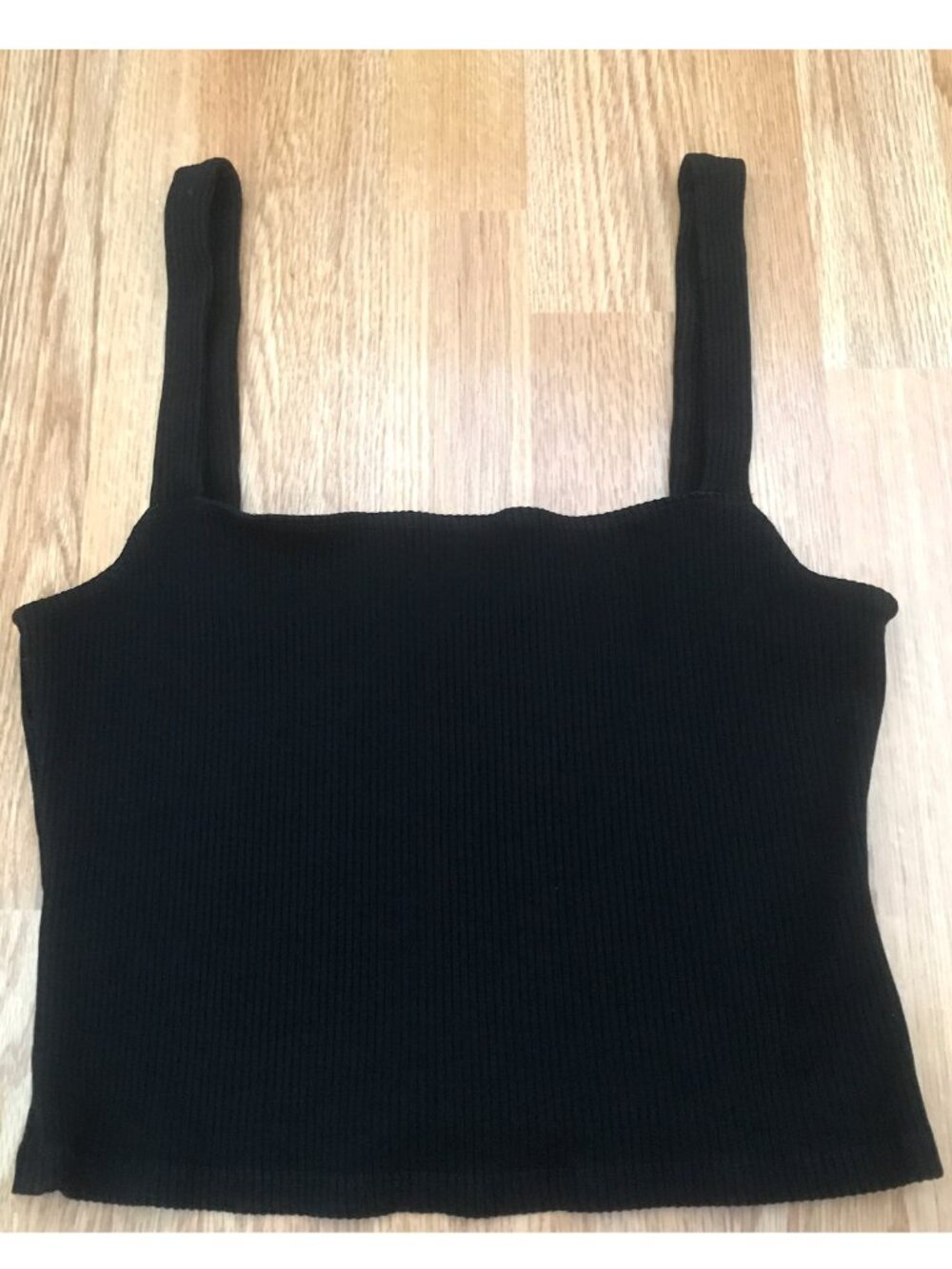 Reformation Black Ribbed Knit Crop Top with Stretch XL - Picture 6 of 7